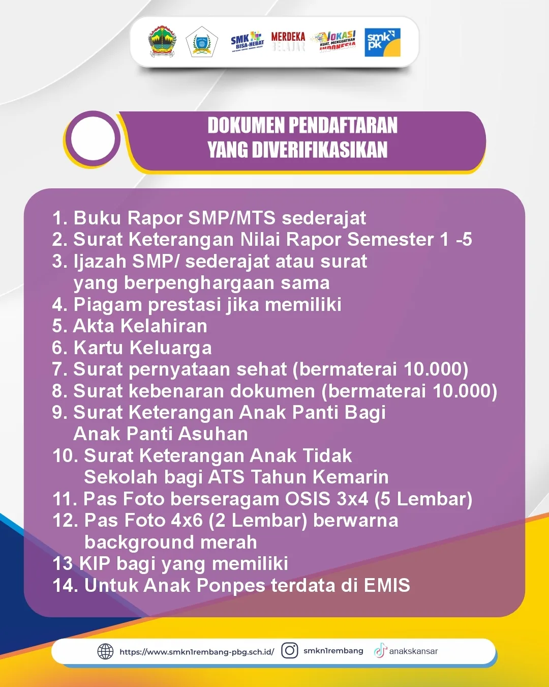 DOKUMEN YANG DIVERIFIKASIKAN PPDB 2024