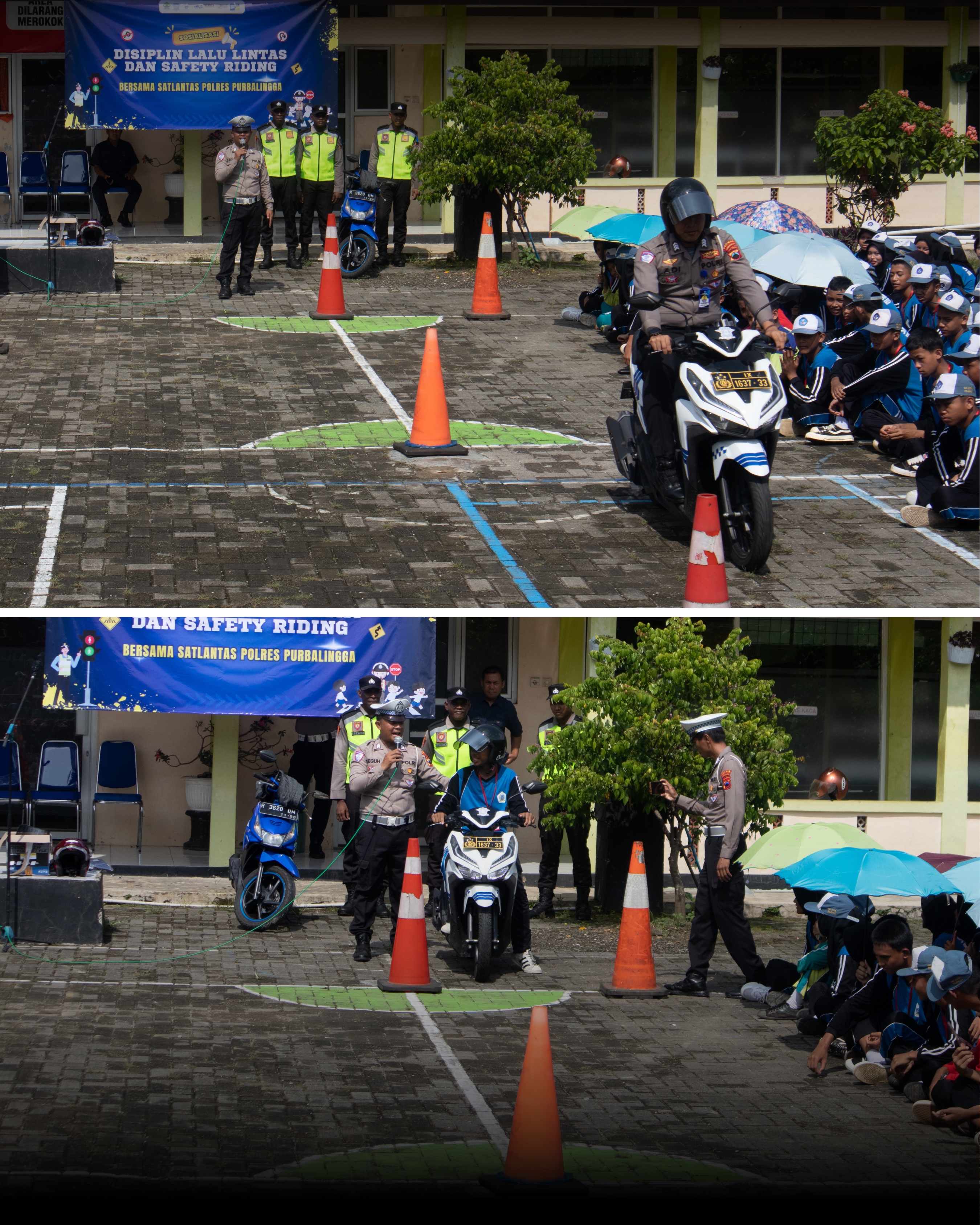 SOSIALISASI DISPLIN LALU LINTAS DAN SAFETY RIDING SATLANTAS POLRES PURBALINGGA